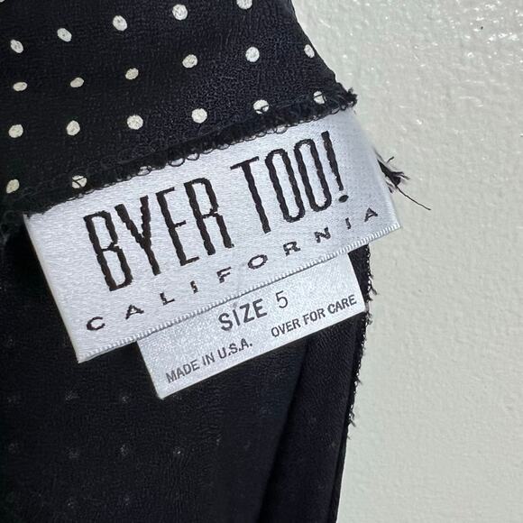 Y2K Byer Too Midi Slip Dress 5 Womens Black Polka Dot V-Neck 90s Vintage Retro - Picture 6 of 7